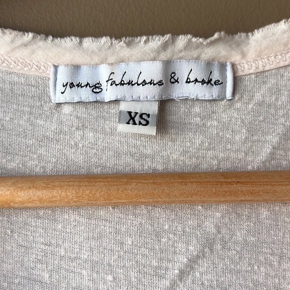 YOUNG FABULOUS AND BROKE White Pink Orange Tie Dye V Neck Top Size XS - Picture 3 of 10